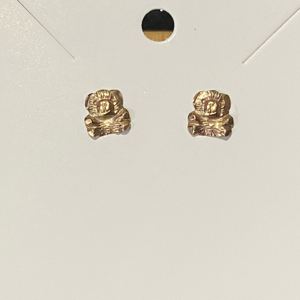 Vintage Gold Plated Teddy Bear Christmas Stud Earrings